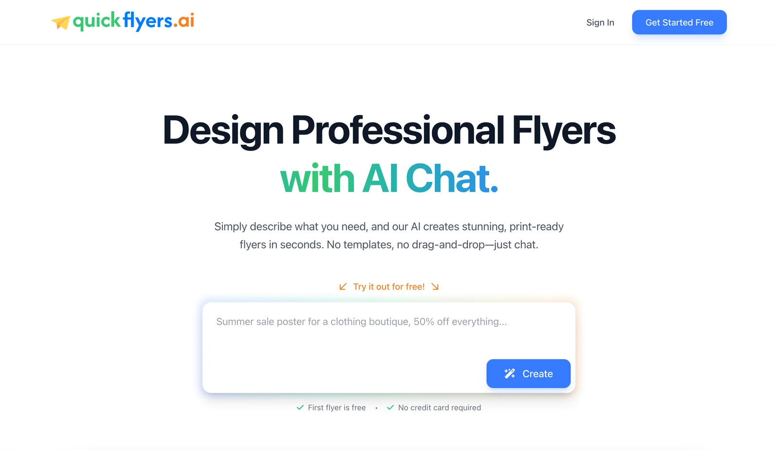 QuickFlyers.ai website